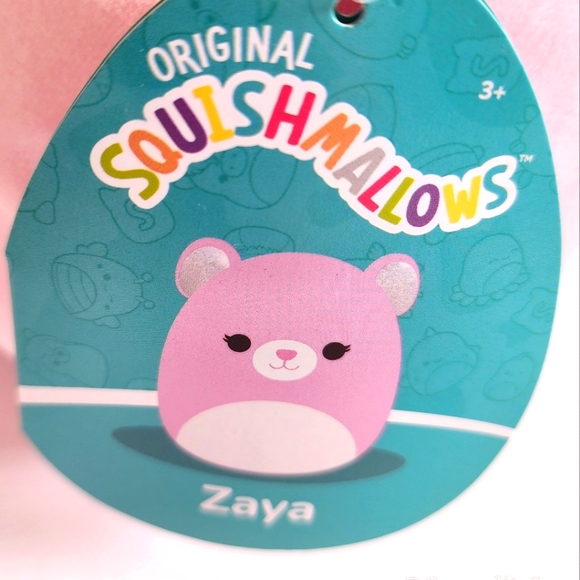 ZAYA 🐻 Pink Bear w/Glitter Ears Original Squishmallows by Kelly Toy ☆》NWT《☆ - Picture 4 of 8